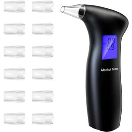 Portable Breathalyzer to Test Alcohol,Breathalyzers for Alcohol Tester with Blue LCD Digital Display Quick Response, 12 Mouthpieces for Personal&Professional Use (12 Mouthpieces)