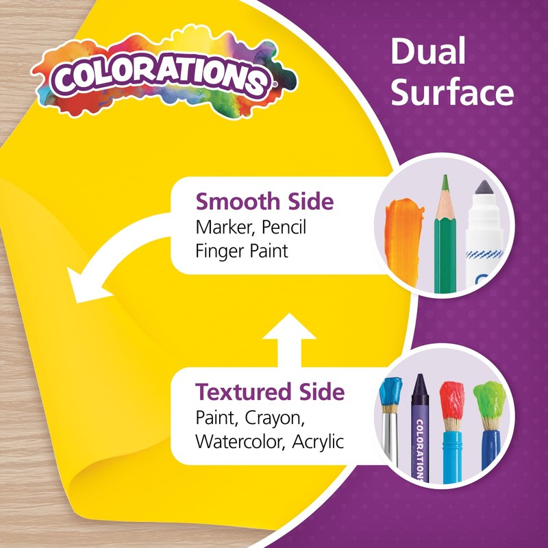 Colorations Dual Surface Paper Roll Classroom Supplies for Arts and