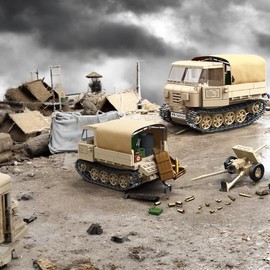 General Jim's WW2 Armored Vehicle Building Block Set - RSO/01 Track Tracker & 37mm Anti-Tank Set - 606 Pieces