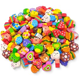 ZEPIQOR 100 pieces eraser animal set, eraser for children, novelty erasers for party favours, animal erasers for children, pencil eraser, gifts, class rewards for students, random style
