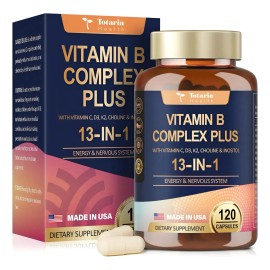 Totaria Complejo De Vitamina B Con 120 Capsulas Hecho En Usa                                                                                          