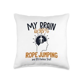 Fitness Jump Rope Apparel Gear Gifts For Beginners My Brain is 95% Speed Skipping Jump Rope Throw Pillow, 16x16, Multicolor
