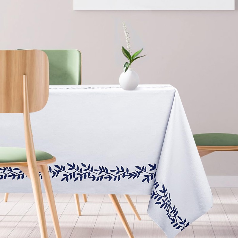 ausurme Table Cloth,Wipeable Tablecloth, PVC Plastic Rectangular Table Cover Protector,Waterproof