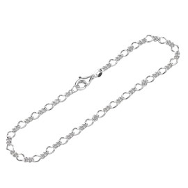 NKlaus Figaro Curb Chain Bracelet 925 Sterling Silver 19 cm Round Women's Bracelet Chain Fine 12598, Sterling Silver