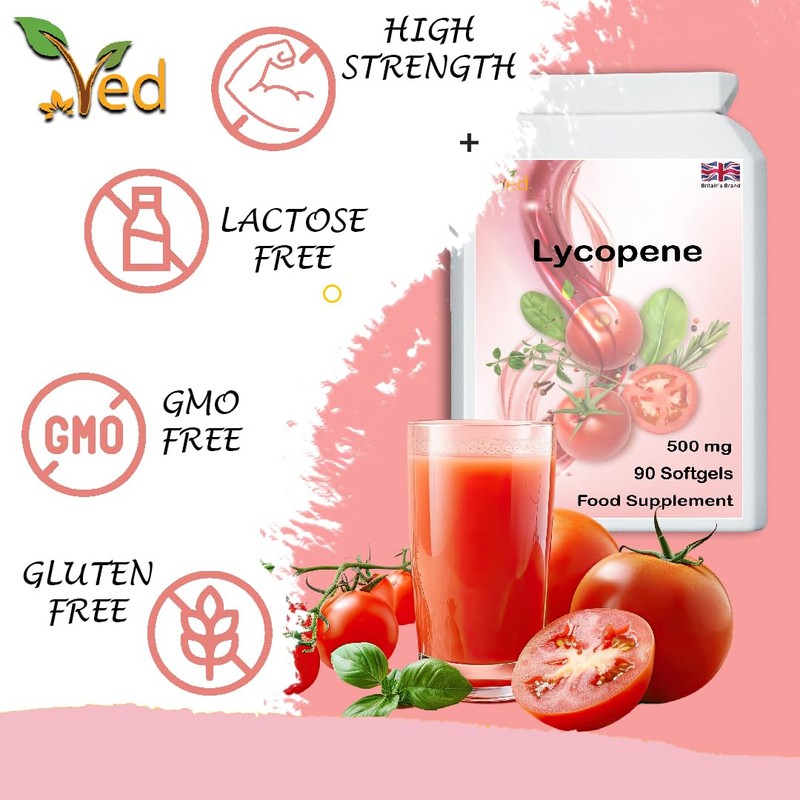 Ved Lycopene Supplement, Supports Energy Balance, Non-GMO, High Lycopene 500mg