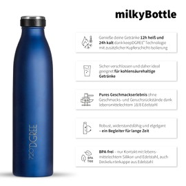 720°DGREE Stainless Steel Drinking Bottle ‘milkyBottle’ – 500 ml – Perfect for Children, BPA-Free, Leak-Proof, Suitable for Carbonated Drinks – Small Thermos for Carbonated Drinks, Sports, School,