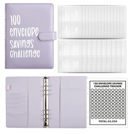 100 Envelopes Saving Challenge, A5 Money Saving Budget Binder with Cash Envelopes, Savings Challenge Planner Book, Easy and Fun Way to Save $5,050,Money-Saving Notebook, Multifunctional Wallet, Save Yourself a Sum Of Money:_Violet