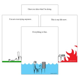 Guajolote Prints Funny Notepads (4-Pack) Everything is Fine, This is my life Now, I have no idea what I'm doing, and I'm not even trying anymore - Memo Pads Sarcastic Work Office Novelty Gag Gift Idea