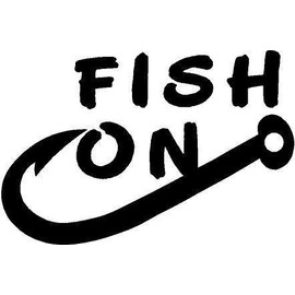 NI595 Fish On Decal | 5.5-Inches | Premium Quality Black Vinyl Decal
