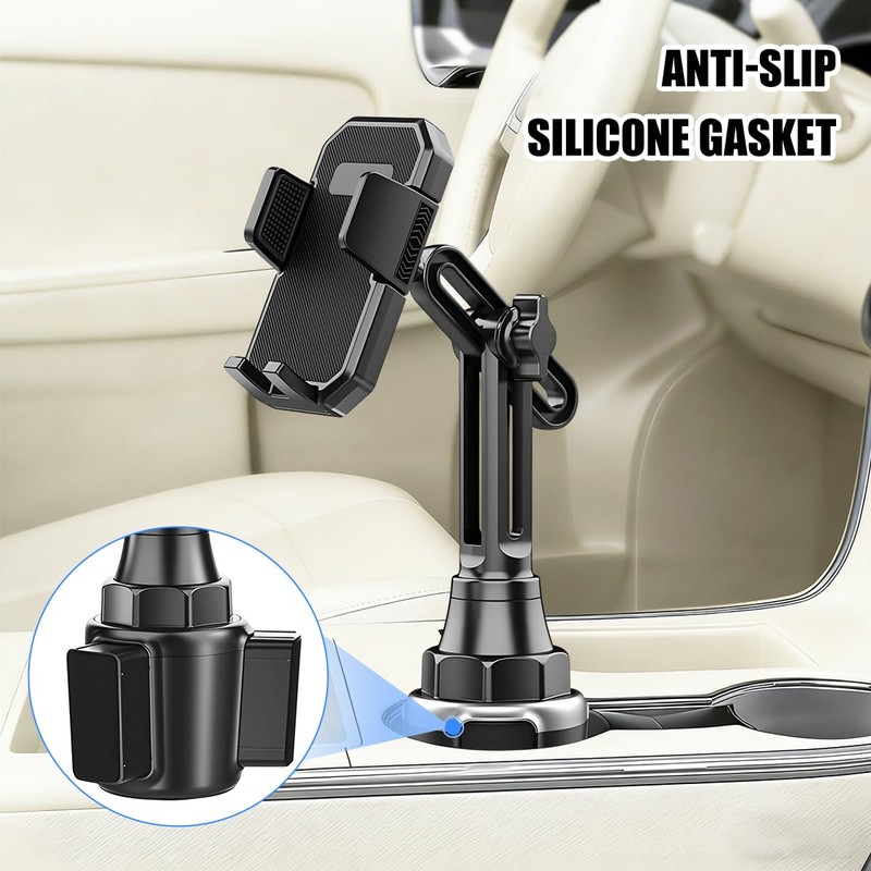 Sandfren Car Cup Phone Holder, 360° Rotation Carbon Fiber Vehicle
