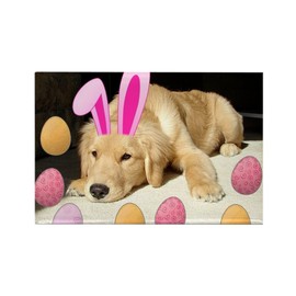 CafePress Happy Easter Golden Retriever Puppy Rectangle Magn Rectangle Magnet, 3"x2" Refrigerator Magnet