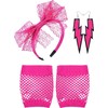 80's Lace Headband Neon Earrings Fingerless Fishnet Gloves for 80's