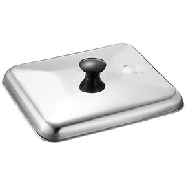 Endoshoji Commercial AOY16001 Square Pot Lid, Large, 18-0 Stainless Steel Pot, Phenol Resin Knob, Made in Japan
