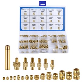 LEONTOOL 307pcs Threaded Inserts Assortment Kit, M2 M2.5 M3 M4 M5 M6 1/4-20 Metric knurled Nuts, Brass Heat Set Threaded Inserts with Welding Adapters for Plastic and 3D Printing Components