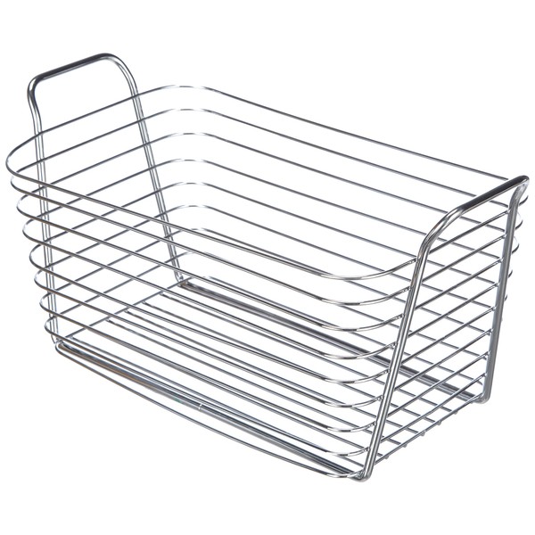 iDesign 93222 Classico Storage Basket, Medium-Sized Wire Basket for Toiletries, Kitchen Utensils, Toys and More, Made of Metal, Chrome Coloured
