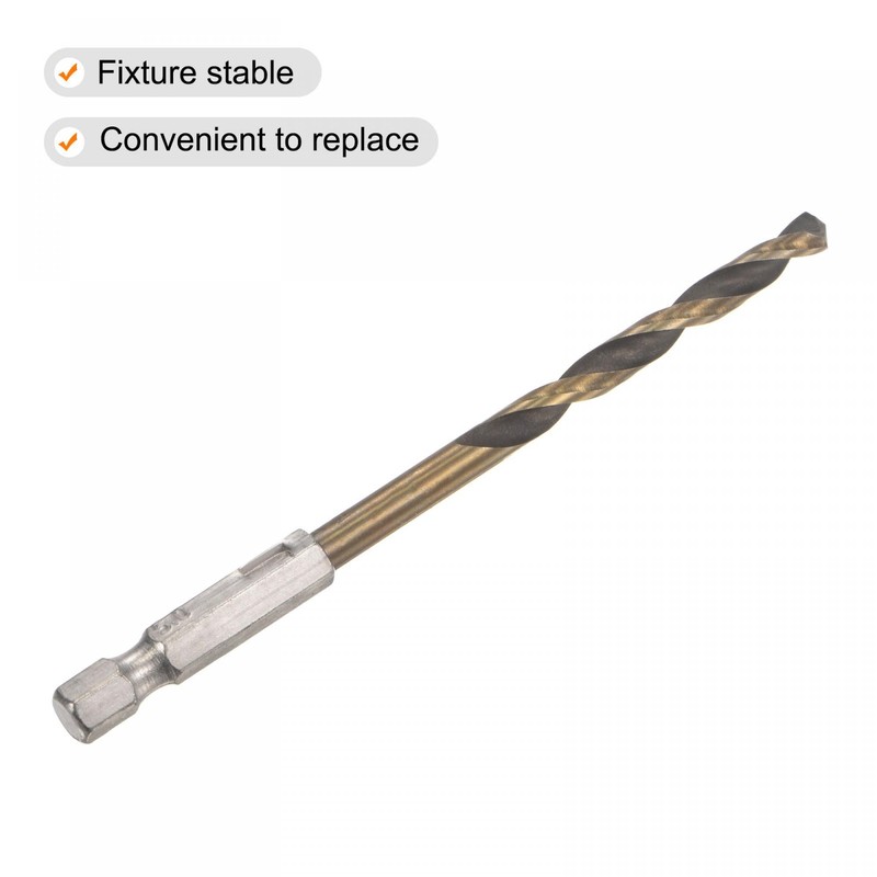 sourcing map 5 Pcs High Speed Steel Hex Shank Twist