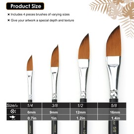 GACDR Dagger Striper Brush Set - 4 PCS Premium Watercolor Pinstriping Brushes Set with Korean Nylon Hair for Detail, Fine Lines, Acrylic, Ink, Gouache