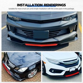 DREAMOTOR Car Universal Adjustable Front Bumper Lip Chin Spoiler Splitter 4PCS Diffuser Protector Compatible with Honda Civic Accord Toyota Mazda Chevy Silverado Dodge Challenger Nissan Altima Ford