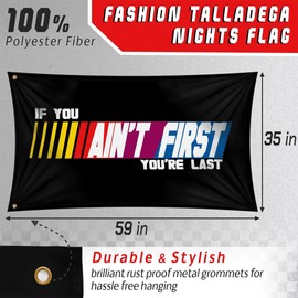 If You Ain't First You're Last Flag for Outside - 3x5 Ft Talladega Flag Banners for Outside Decorations for Yard Flags for Room Guys - Outdoor Flags & Banners for Room Checkered Flags Banner