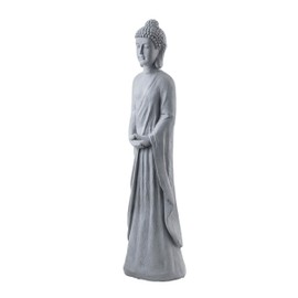 Alpine Corporation 32" Tall Cement Standing Buddha Outdoor Garden Statue, Gray