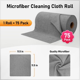 HOMERHYME Microfiber Cleaning Cloth Roll, 75 Pack Tear Away Microfiber Towels, Reusable Cleaning Rags, Lint Free Washable Absorbent Washcloth Dish Rags for Home Kitchen Garage Shop 11.5"x11.5"