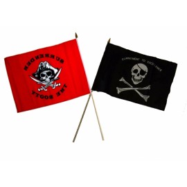 Trade Winds 12x18 12"x18" Wholesale Combo Pirate Red Surrender Booty & Commitment Stick Flag