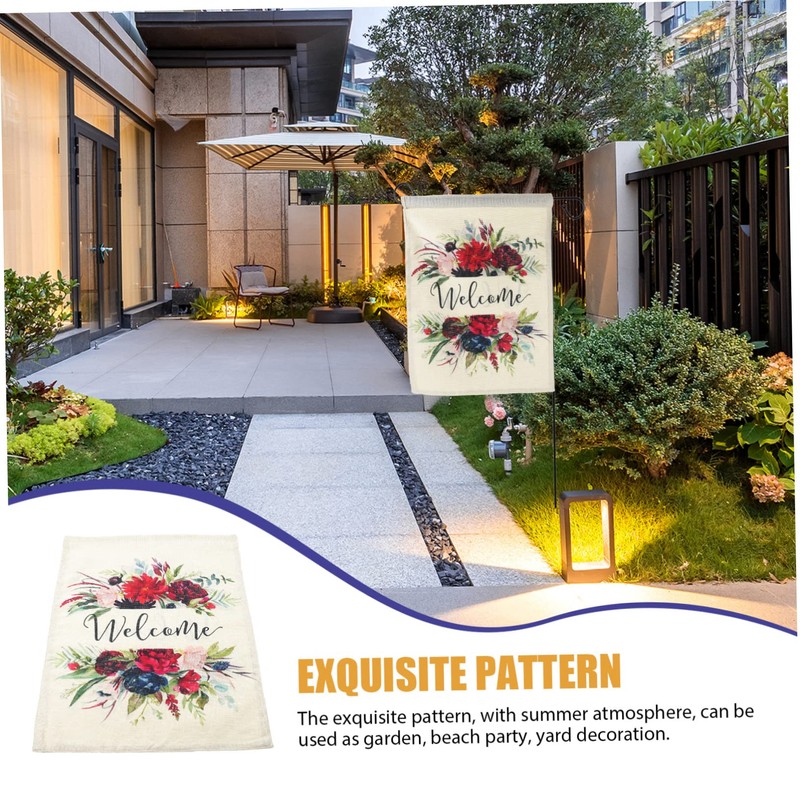 Totority 2pcs Vertical Polyester Garden Flag with Welcome Theme Durable