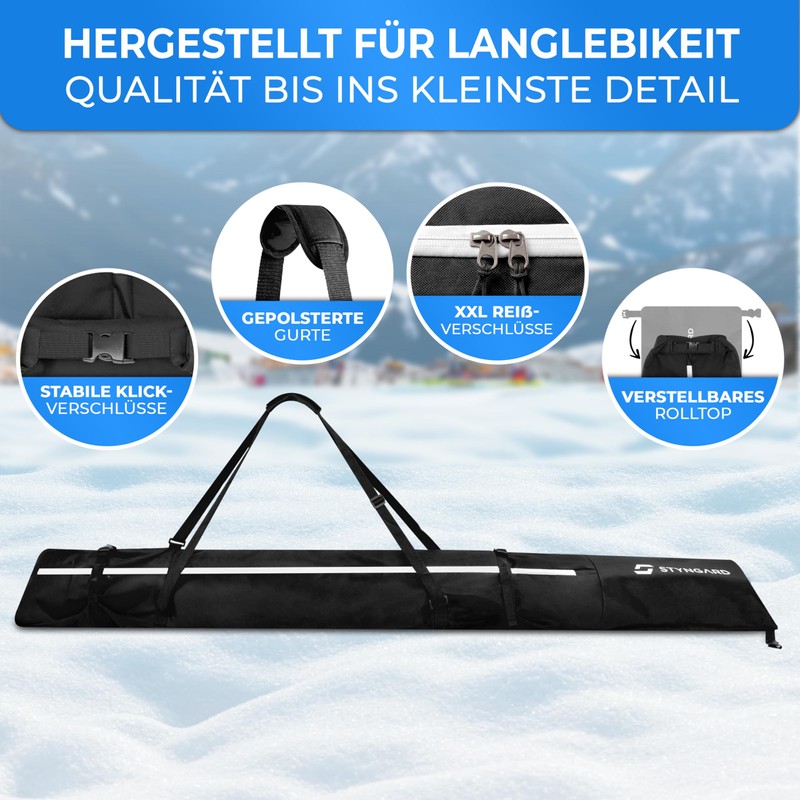 STYNGARD Helsinki Ski Bag with Roll Top (140 cm to