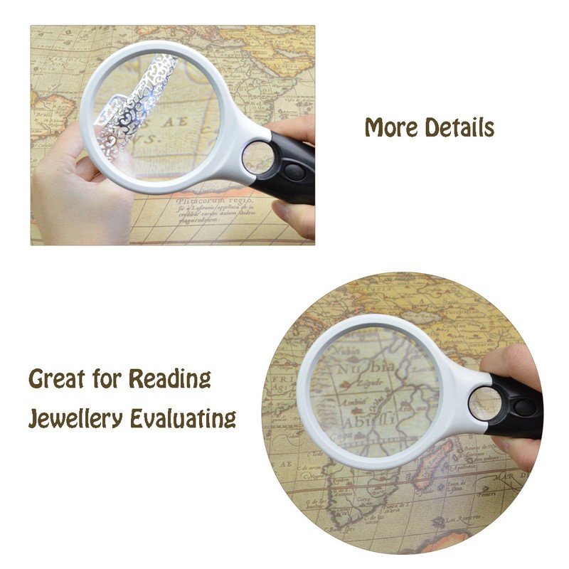Magnifier 3 LED Light, Marrywindix 3X 45X Handheld Magnifier Reading