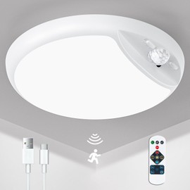 GONDSILY Rechargeable Motion Sensor Ceiling Light with Remote,Battery Powered Wireless Shower Lights,7.5in 600LM,10000mAh Battery Operated Ceiling Closet Light for Kitchen, Closet, Bathroom, Hallway