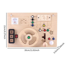 MagiDeal Wooden Sensory Board Button Switch LED Montessori Busy Board Activity Toys, LED Wooden Sensory Board for Boys Kids Girls Gift
