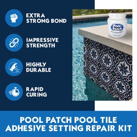 Pool Patch Pool Tile Adhesive Setting Repair Kit 3 lb - Easy to Mix and Apply Thinset Formula - Perfect to Glue Pool Tile - Quick-Drying, Extra Strong Bond - (coverage: approx. 6 sq. ft)