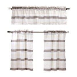 Duck River Textiles Akua 12729d = 12 3 Piezas Cortina Niveles, 147.3 x 38.1 cm/73.7 x 91.4 cm, café/Lino, 3