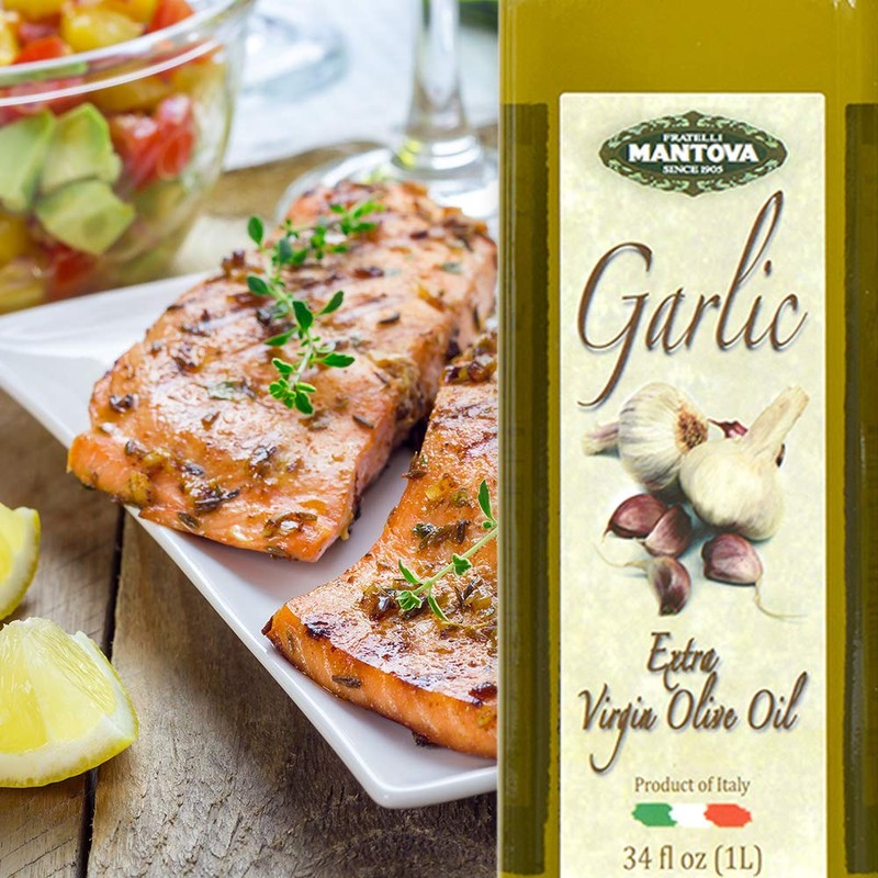 Mantova Garlic Extra Virgin Olive Oil (EVOO), Cold-Pressed, Imported from