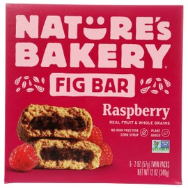 Nature's Bakery Whole Wheat Fig Bars, Raspberry, Real Fruit, Vegan, Non-GMO, Snack Bar, 12 Oz (Pack of 6)