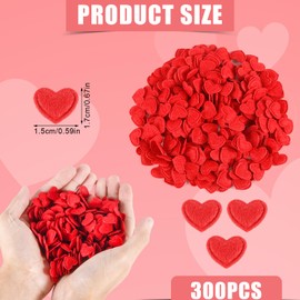 300pcs Valentine's Day Felt Hearts, Mini Felt Hearts Cute Felt Hearts Stickers Romantic Heart Shapes Decorative Confetti Valentine Small Red Felt Hearts Love for Crafts Wedding Decoration