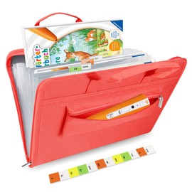 Bag for Tiptoi Pen, and for 1-5 Tiptoi Books, Red Organiser for Tiptoi Starter Set, Children's Electronic Toy, with Bag for Tiptoi Puzzle, Birthday Gift for Girls from 3 Years