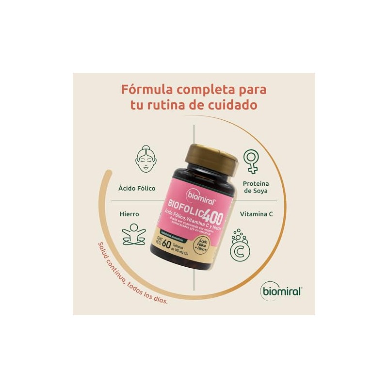 Biomiral Biofolic-400 Multivitaminico Mujer, 60 Tabletas