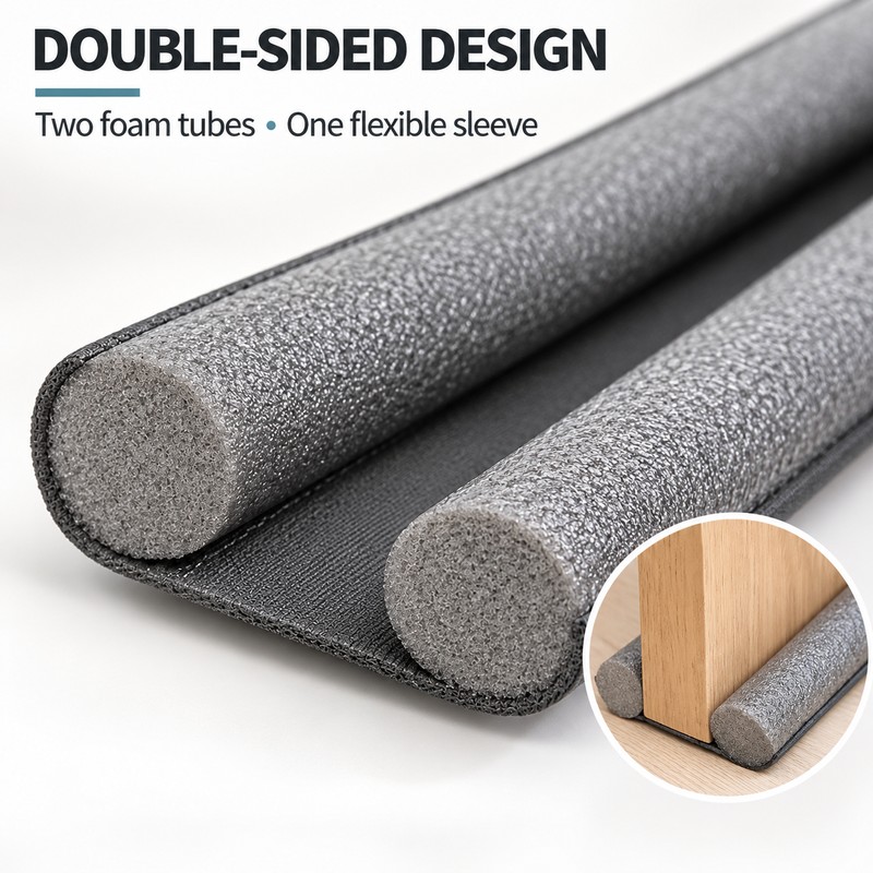 36.6-Inch Double-Sided Door Draft Stopper, Cut-to-Fit Wind & Dust Blocker