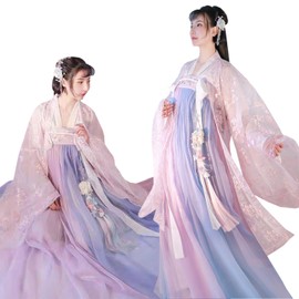 [Giyomi] Hanfu Fairy Dress Chinese Dress Classical Beauty Dress Photography Court Style Traditional Halloween Cosplay Costume Women Girls Ladies Stage Costume Embroidery Long Sleeves Trailing Hem Wide