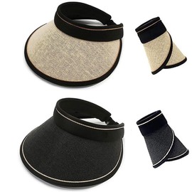 NDOOL Sombrero del Sol 2 Unidades, Sombrero de Visera para Mujer, Gorra de Golf Ajustable, Sombrero de Playa, ala Ancha para Verano, 2 Pcs