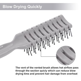 VOCOSTE Vented Hair Brush, Styling Brush with Ball-Tipped Bristles, Vent Brush for Blow Drying Wet, Short, Curly, or Straight Hair, Hair Brushes for Women and Men, Gray