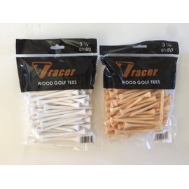 Tracer Teez - 3 1/4" Wooden Golf Tees - 80 Pack (White)