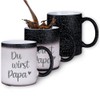 Zaubertasse "Du wirst Papa" - Farbwechseltasse mit Glitzerpartikeln - Magic-Thermo-Effekt