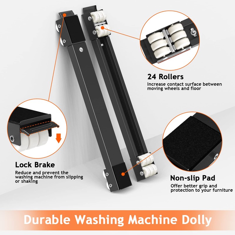 Ronlap Furniture Washing Machine Dolly, Extendable Appliance Rollers Refrigerator Heavy