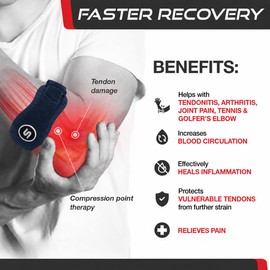 Sleeve Stars Tennis Elbow Brace for Men & Women, Elbow Brace for Tendonitis, Tennis Elbow Strap, Golfers Elbow Brace, Elbow Support Wrap for Tennis Elbow Relief, Fits 9"-23" (Single/Navy Blue)