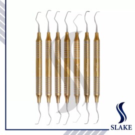 SLAKE German 7 Pcs PERIODONTAL HOLLOW GRACEY CURETTE SET MEDICAL SURGICAL INSTRUMENTS