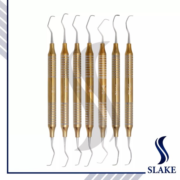 SLAKE German 7 Pcs PERIODONTAL HOLLOW GRACEY CURETTE SET MEDICAL