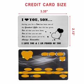 Richesele Gifts for Son - To My Son Engraved Wallet Card - I Love You Greeting Card for Son from Mum Dad - Son Valentines Day Keepsake