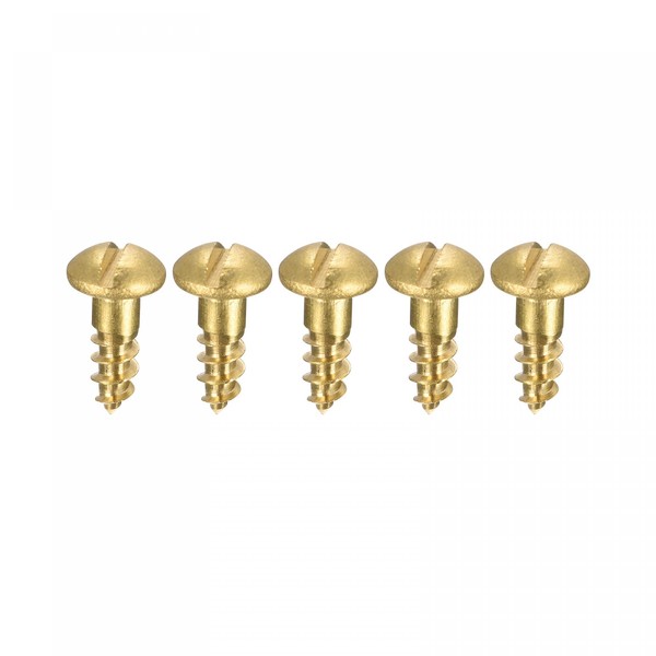 uxcell Wood Screws Slotted Round Head Brass Self Tapping Screws
